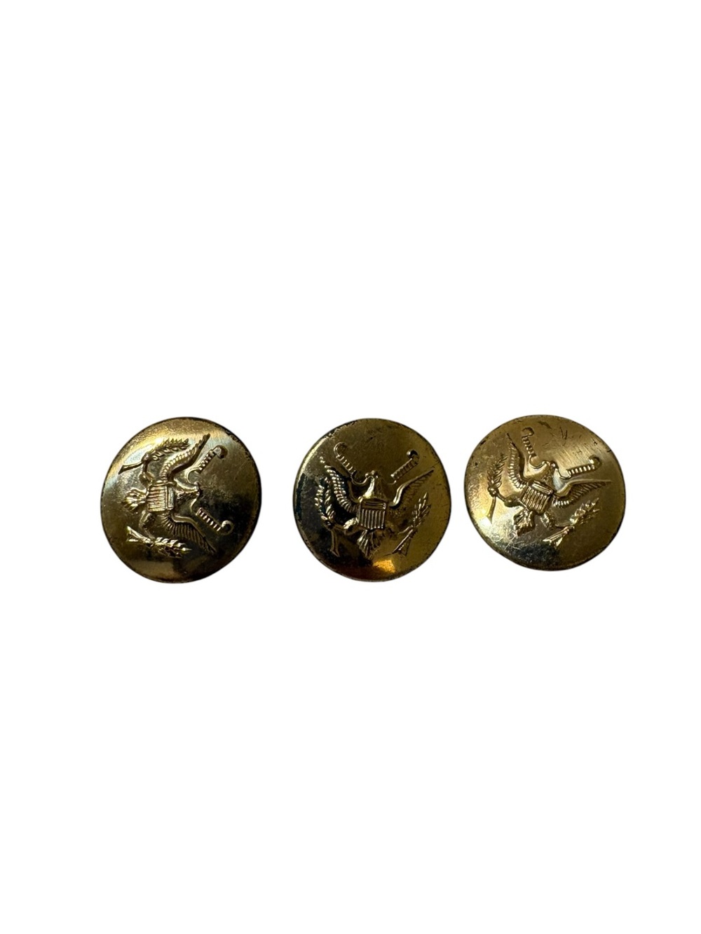 VTG U.S. Military Eagle Buttons Lot of 3 Brass Uniform Buttons Scovill/Waterbury